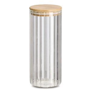 Vorratsglas "Rillen" m. Bambusdeckel, 1100 ml