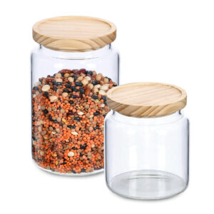 Vorratsglas m. Holzdeckel, 1270 ml