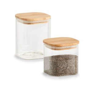 Vorratsglas m. Bambusdeckel, eckig, 640 ml
