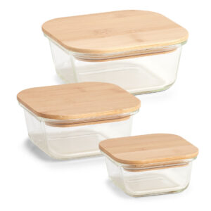 Vorratsbehälter m. Bambusdeckel, 390 ml, Glas