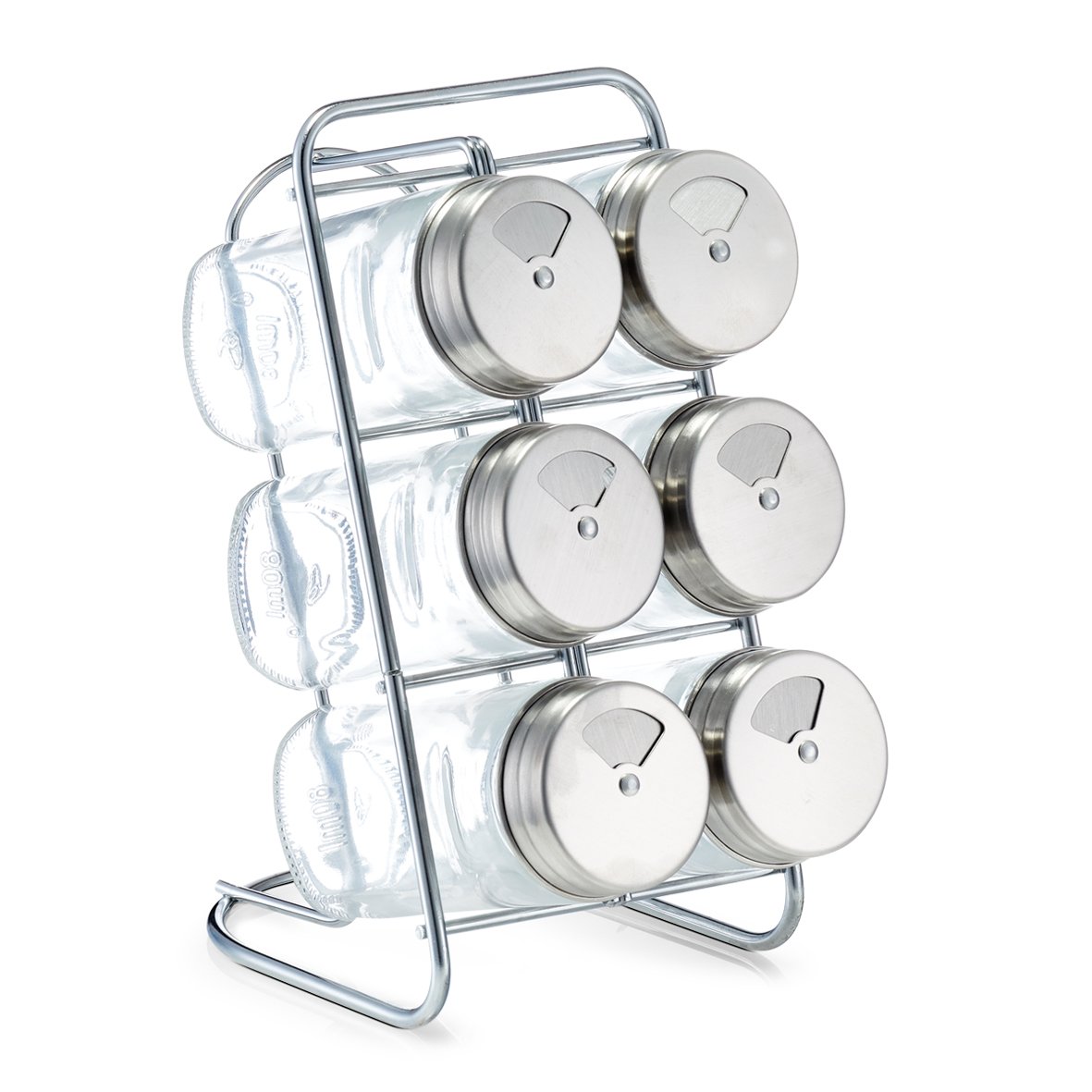 Gewürzständer-Set, 7-tlg., Glas/Edelstahl