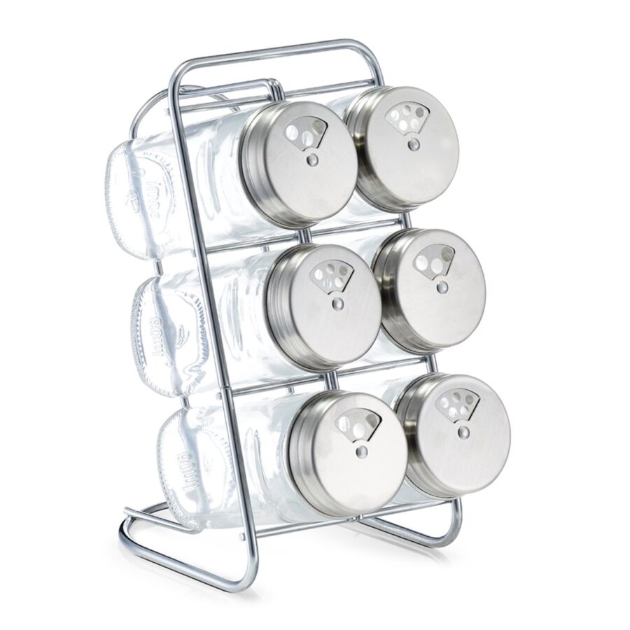 Gewürzständer-Set, 7-tlg., Glas/Edelstahl