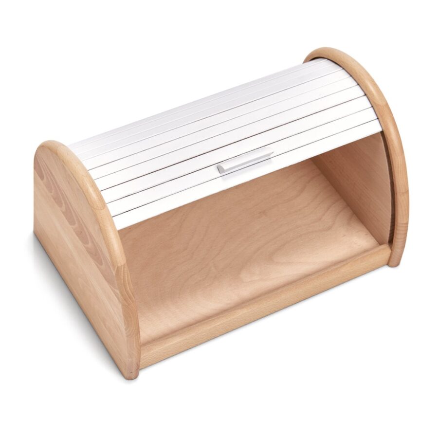 Rollbrotkasten, Buche, weiß