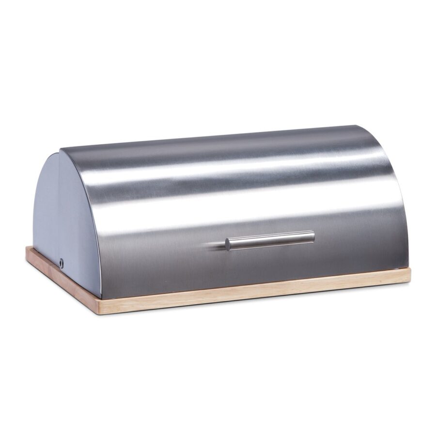 Brotkasten, Edelstahl/Gummibaum