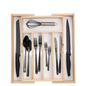 Besteckkasten, ausziehbar, Gummibaum/Melamin