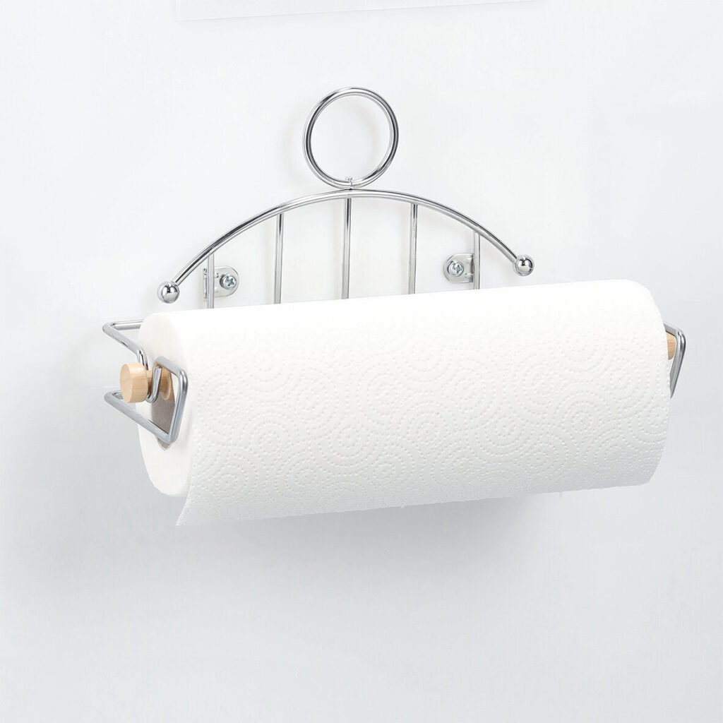 Küchenrollenhalter m. Rolle, Metall verchromt