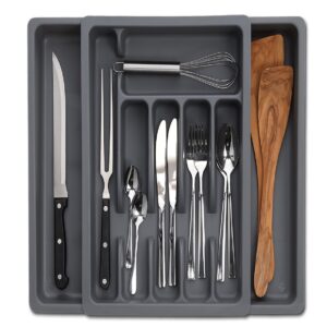 Besteckkasten, ausziehbar, Kunststoff, grau