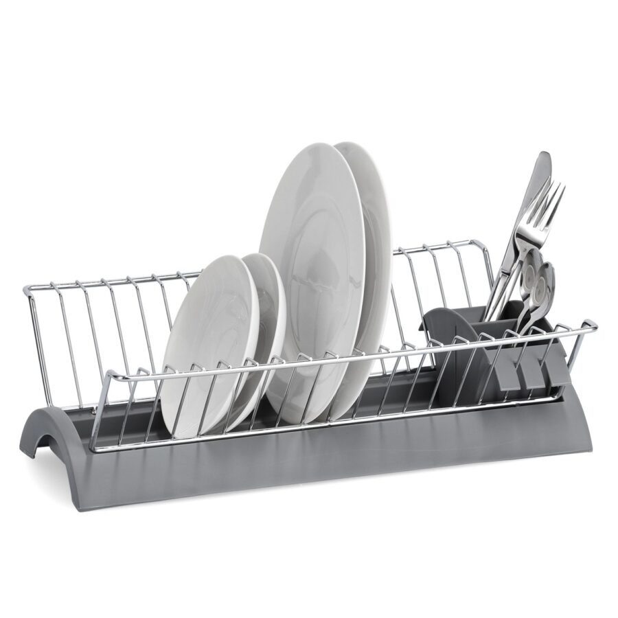Geschirrabtropfständer, Metall/Kunststoff, grau