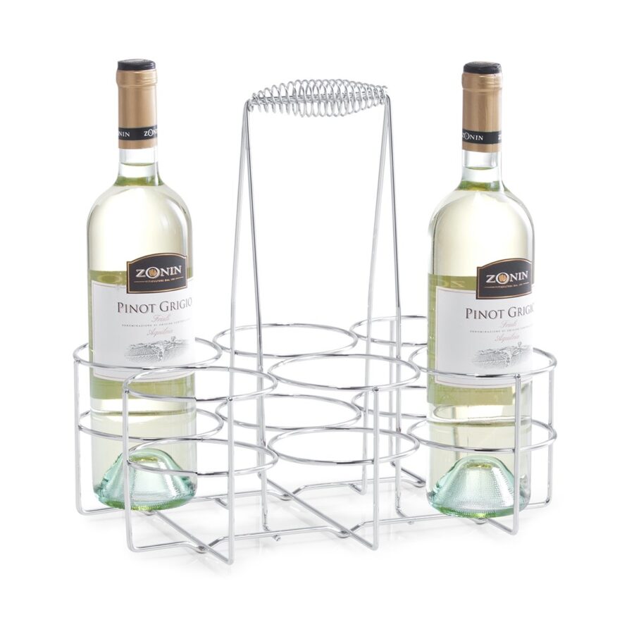 Flaschenhalter für 6 Fl., Metall verchromt