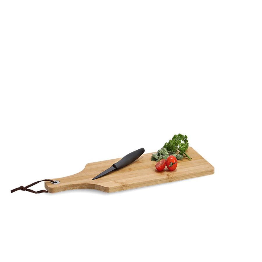 Schneide-/Servierbrett m. Griff, Bambus