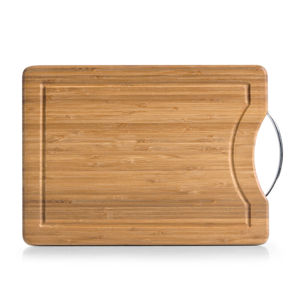 Schneidebrett m. Metallgriff, Bambus