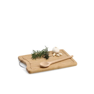 Schneidebrett m. Metallgriff, Bambus