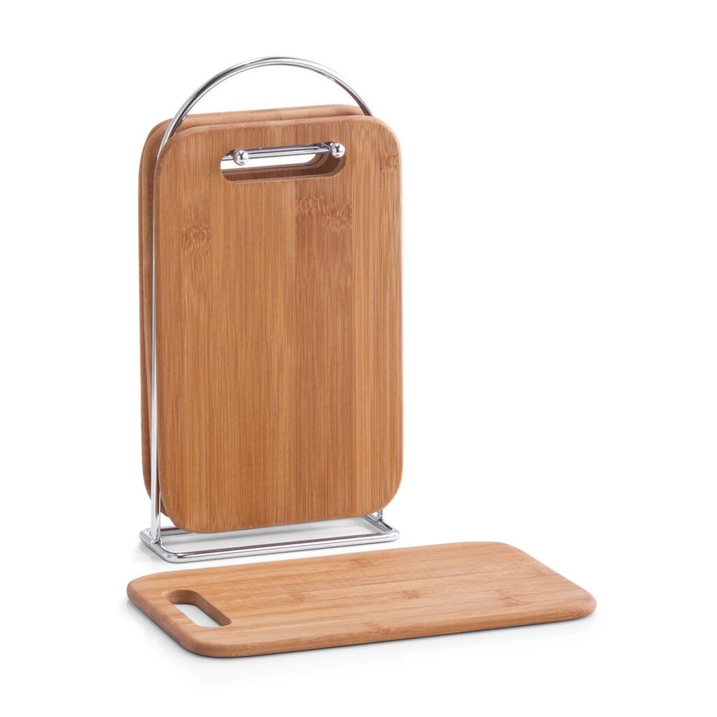 Brettchenständer-Set, 5-tlg., Bambus/Metall