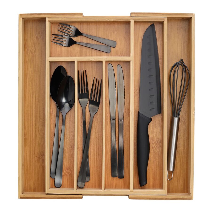 Besteckkasten, ausziehbar, Bambus/MDF