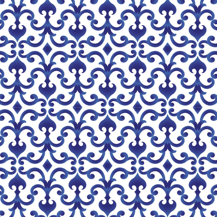 Serviertablett "Marokko", Bambus/MDF, blau/weiß