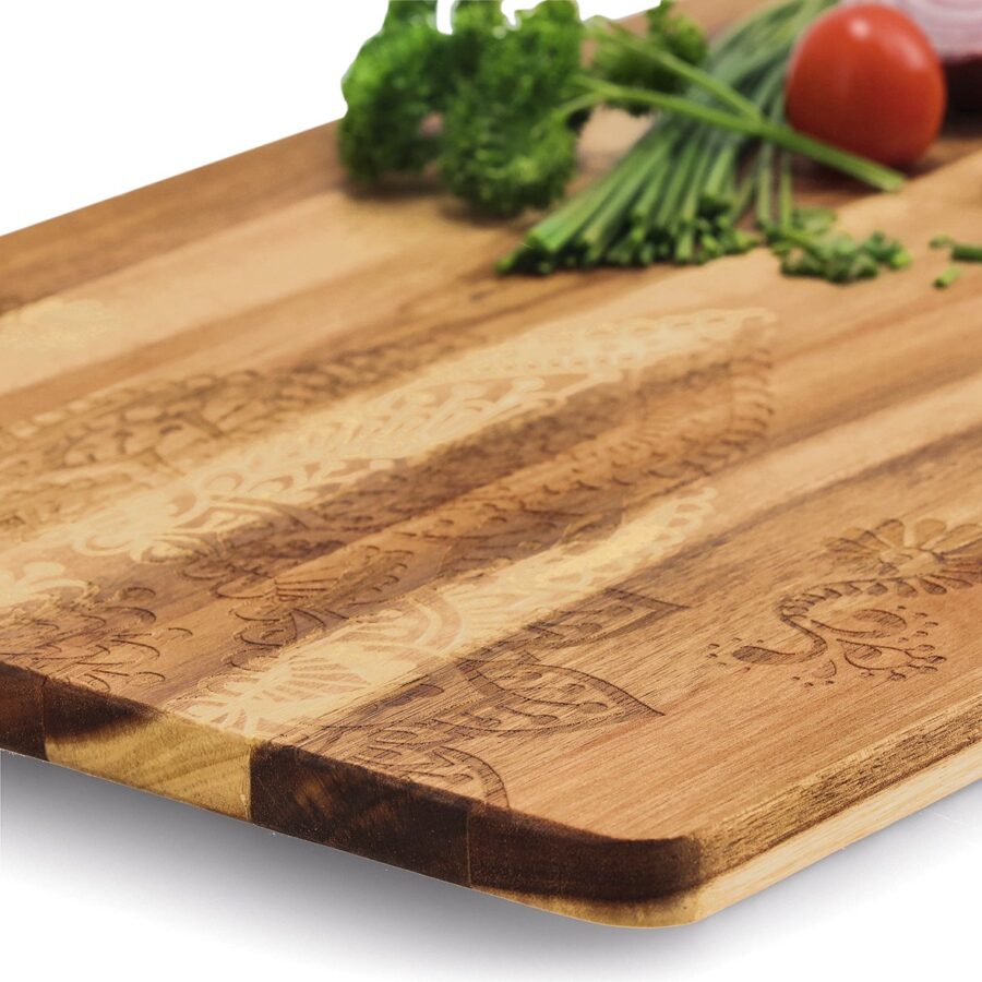 Schneide-/Servierbrett m. Print, Akazie