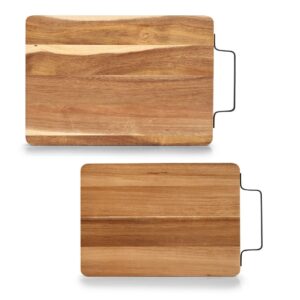 Schneide-/Servierbrett m. Metallgriff, Akazie