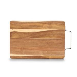 Schneide-/Servierbrett m. Metallgriff, Akazie