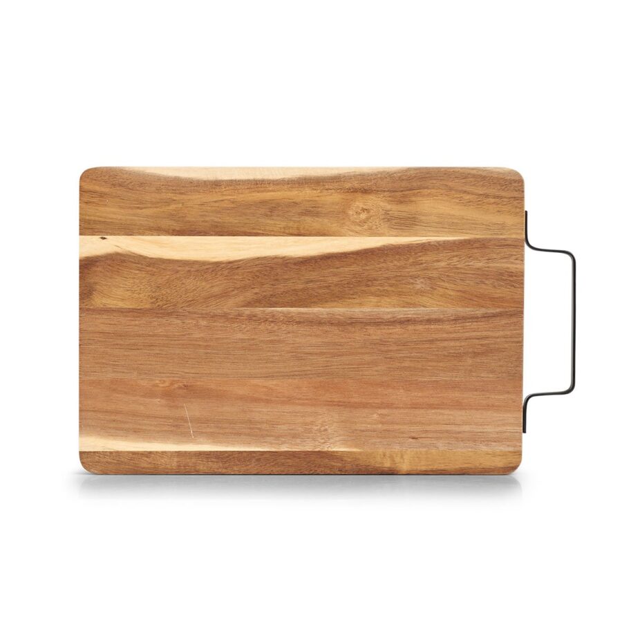 Schneide-/Servierbrett m. Metallgriff, Akazie