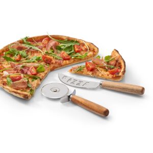 Pizza-Schneide-Set, 2-tlg., Akazie/Edelstahl