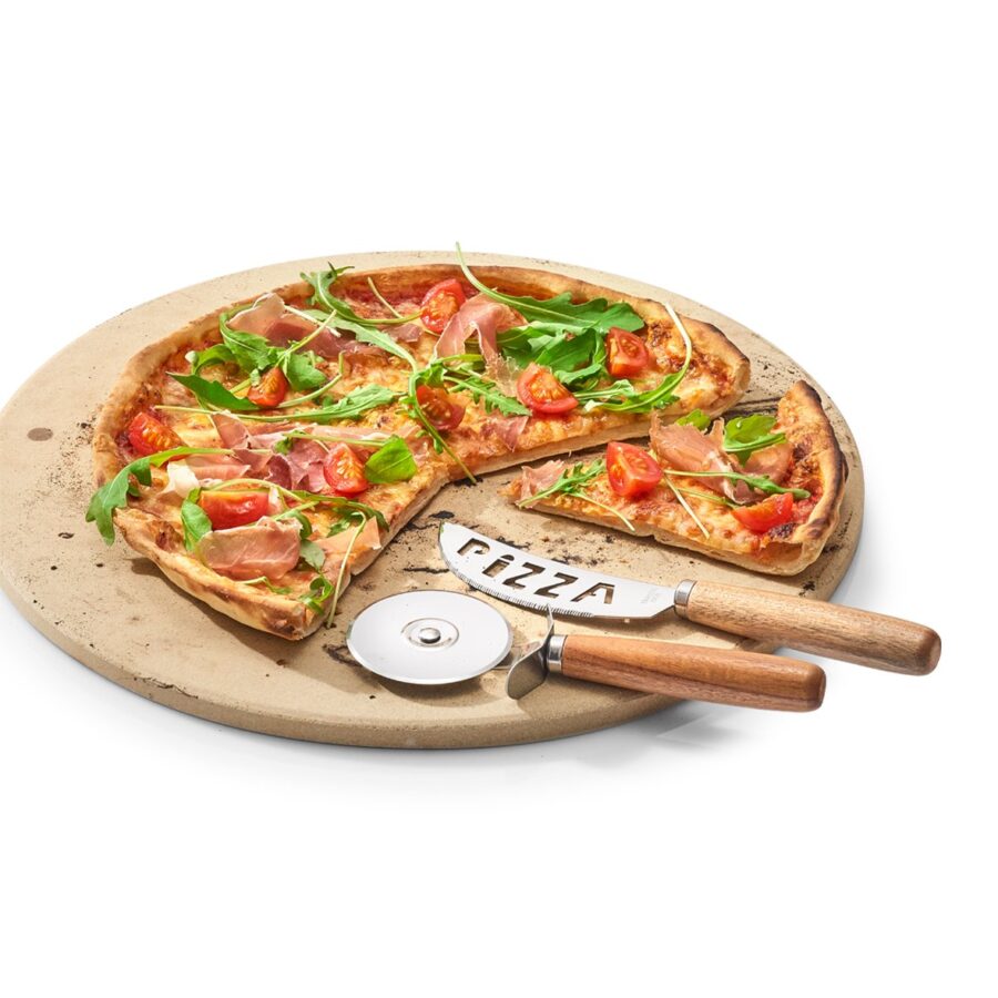 Pizza-Schneide-Set, 2-tlg., Akazie/Edelstahl
