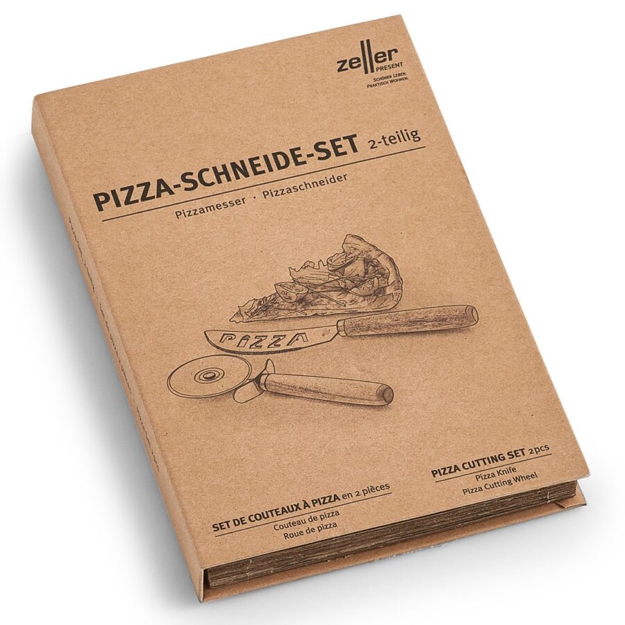Pizza-Schneide-Set, 2-tlg., Akazie/Edelstahl