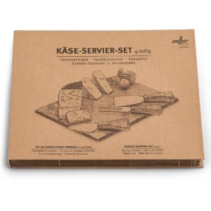 Käse-Servier-Set, 4-tlg., Schiefer/Edelstahl/Holz