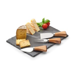 Käse-Servier-Set, 4-tlg., Schiefer/Edelstahl/Holz