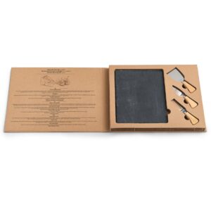 Käse-Servier-Set, 4-tlg., Schiefer/Edelstahl/Holz