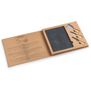 Käse-Servier-Set, 4-tlg., Schiefer/Edelstahl/Holz