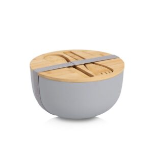 Salatschüssel-Set, 4-tlg., Bambus/Kunststoff, grau