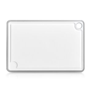 Schneidebrett, Kunststoff, weiß/grau