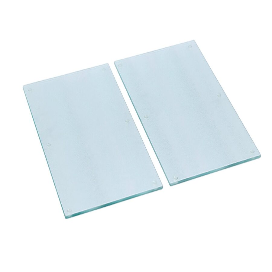 Herdabdeck-/Schneideplatten-Set, 2-tlg, Glas