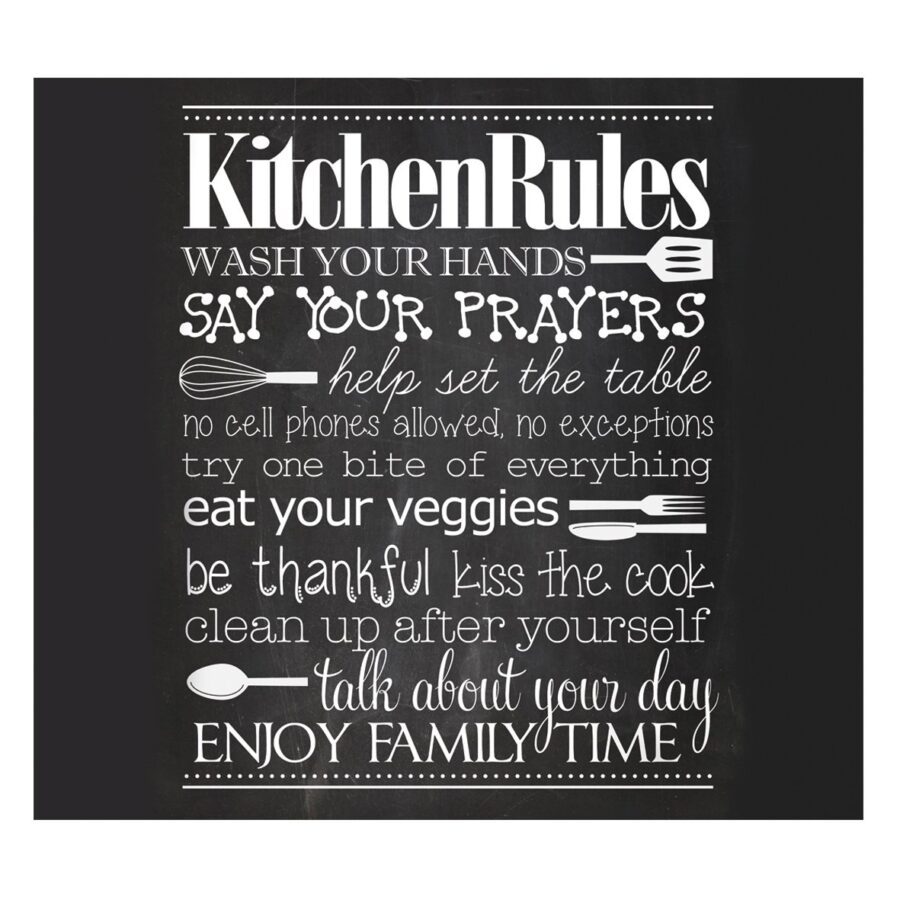 Herdblende-/Abdeckplatte "Kitchen Rules", Glas