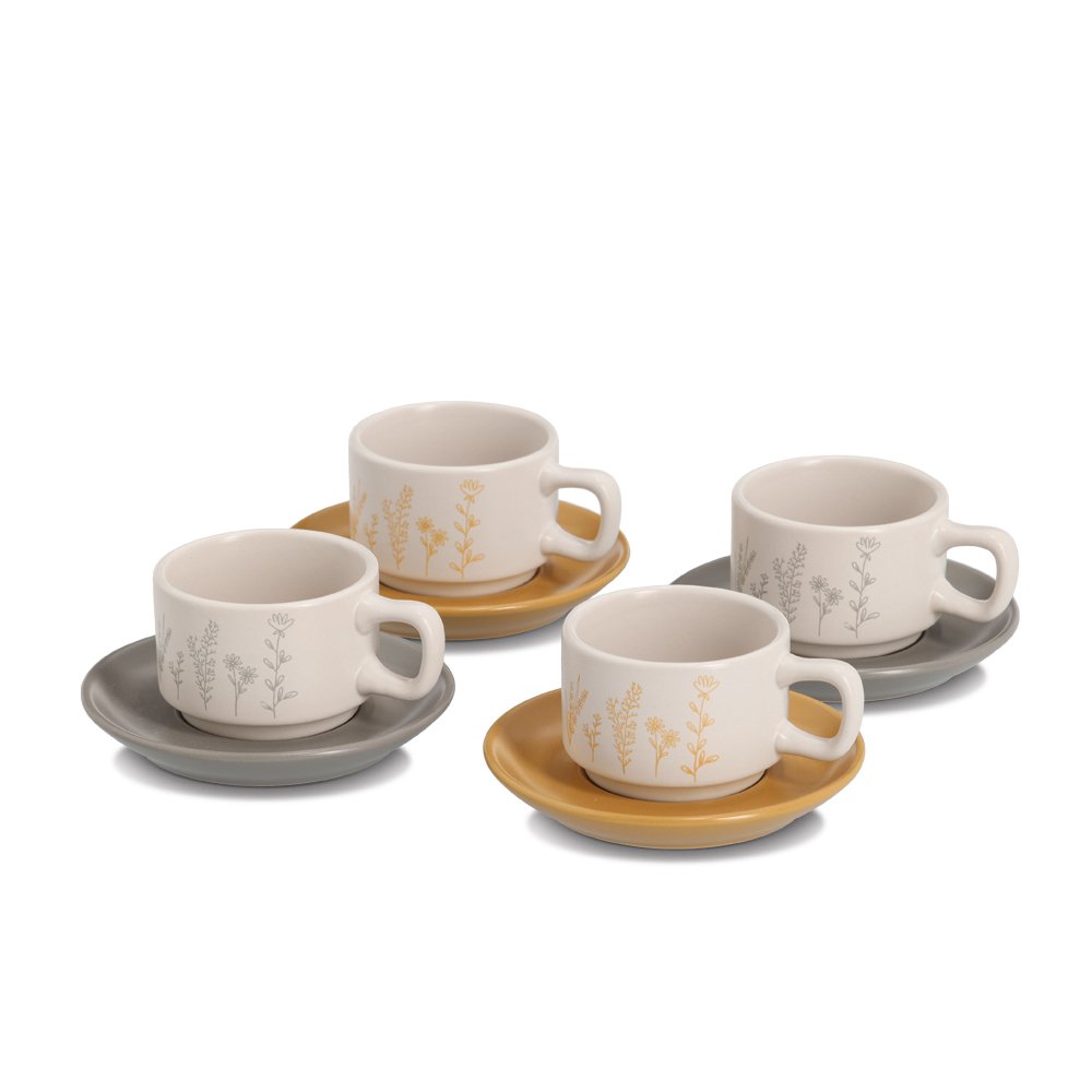 Espresso-Set "Flowers", 8-tlg., Steingut