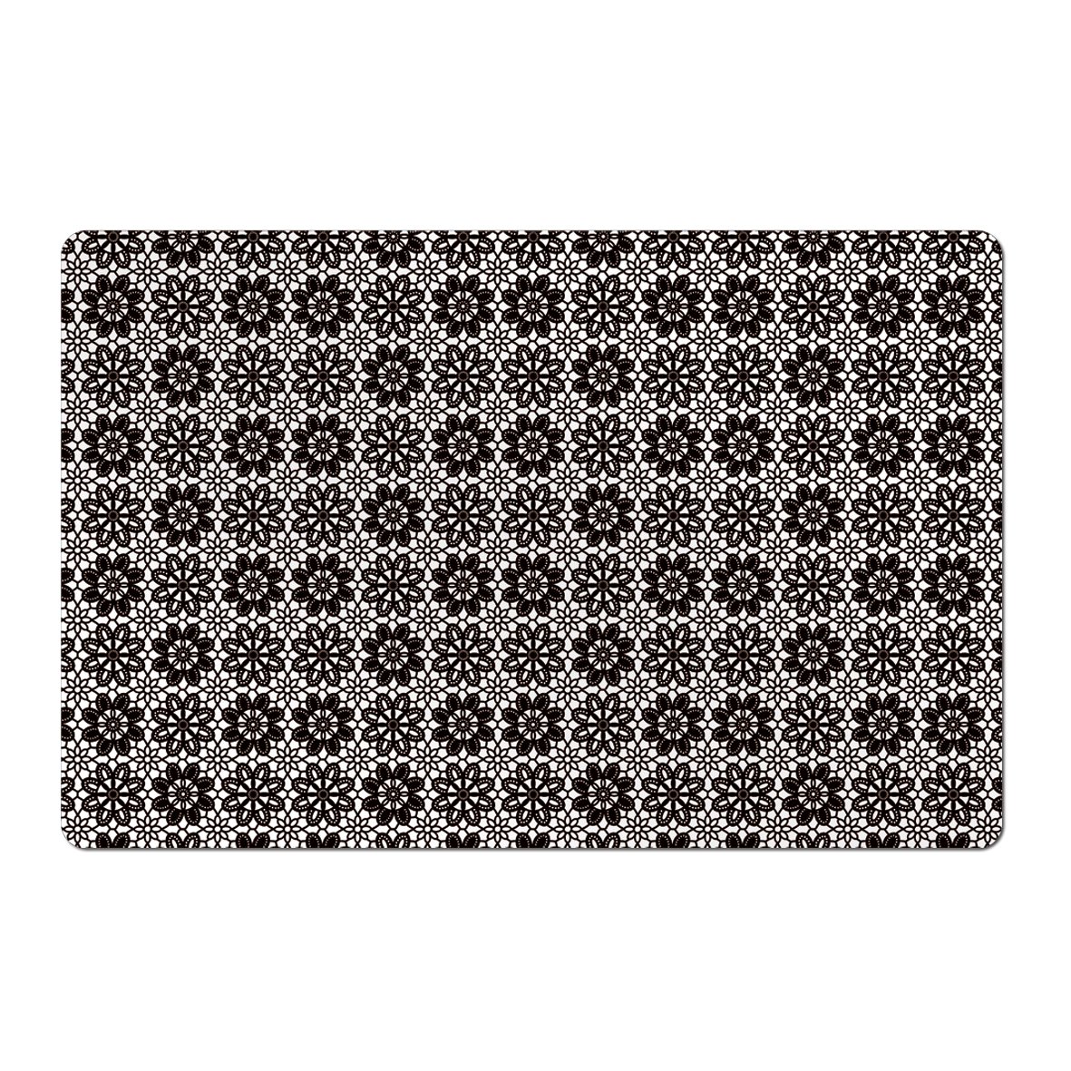 Platzset "Flowers", Kunststoff, schwarz