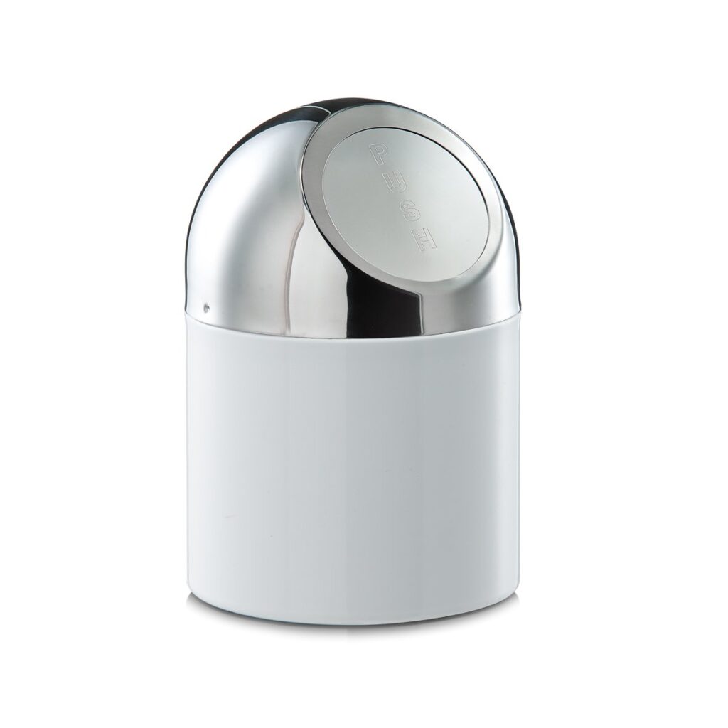 Tischabfalleimer, Metall/Edelstahl, weiß
