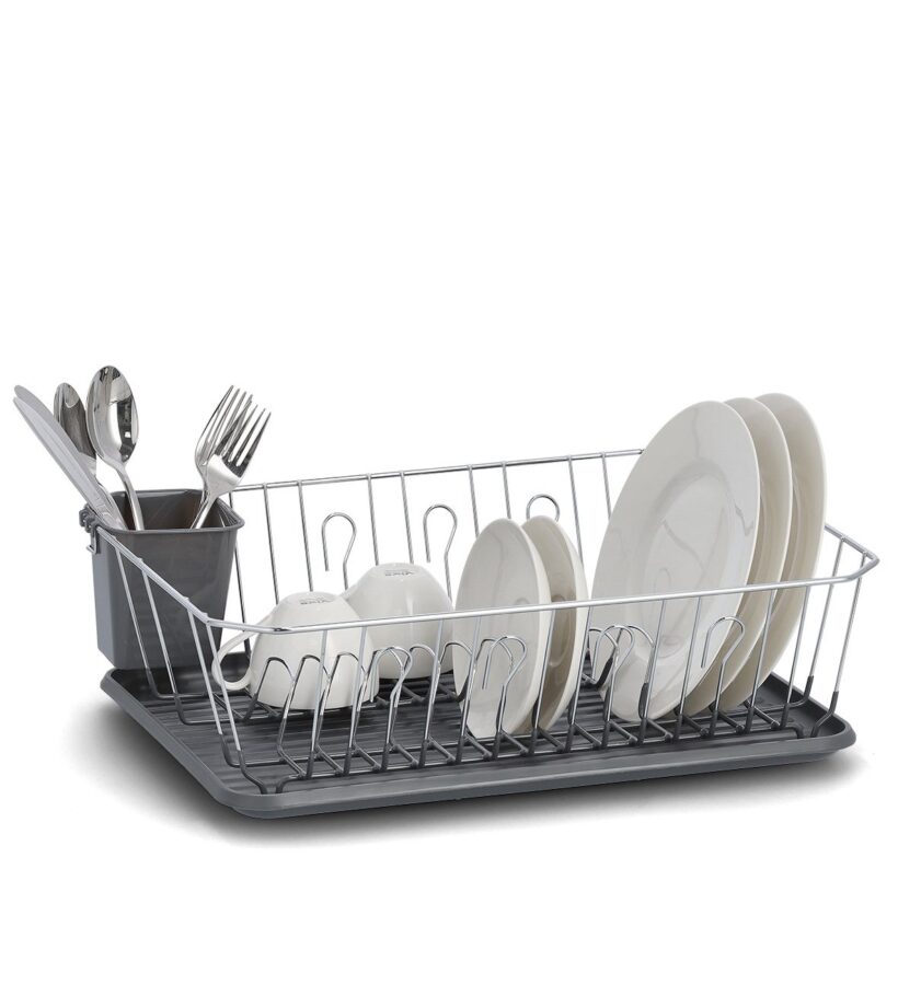 Geschirrabtropfständer, Metall/Kunststoff, grau
