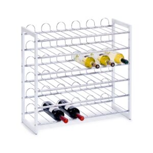 Weinregal für 36 Flaschen, Metall verchromt, weiß