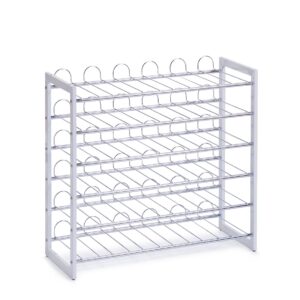 Weinregal für 36 Flaschen, Metall verchromt, weiß