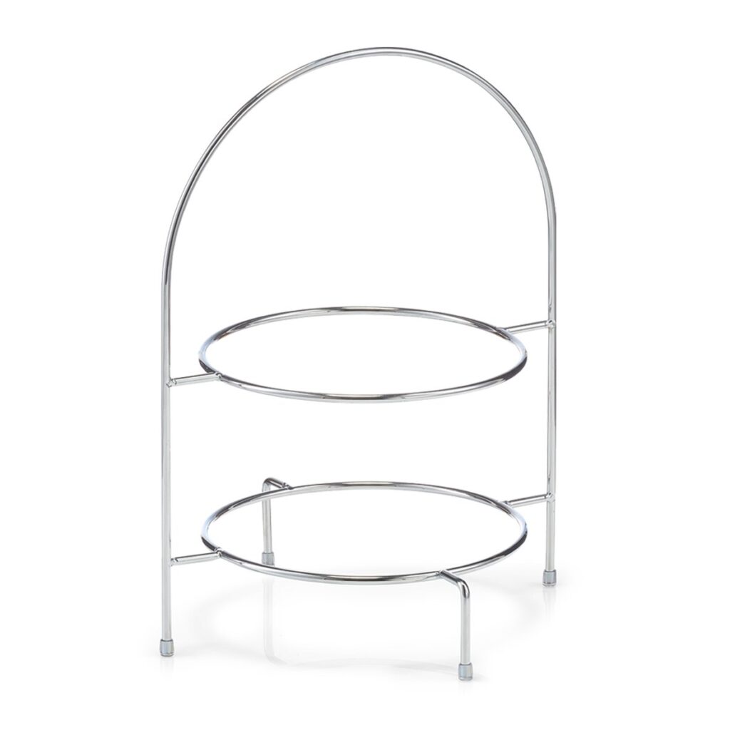 Etagere f. Teller, groß, Metall verchromt