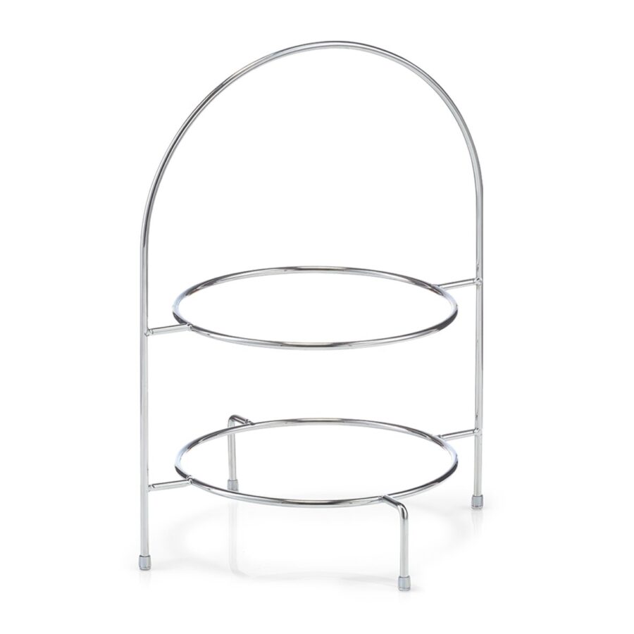 Etagere f. Teller, groß, Metall verchromt