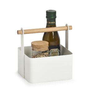 Tragekorb, Metall/Buche, weiß