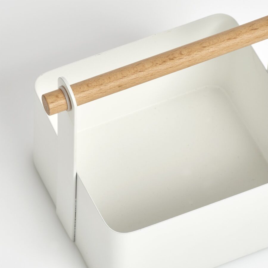 Tragekorb, Metall/Buche, weiß