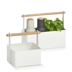 Tragekorb, Metall/Buche, weiß