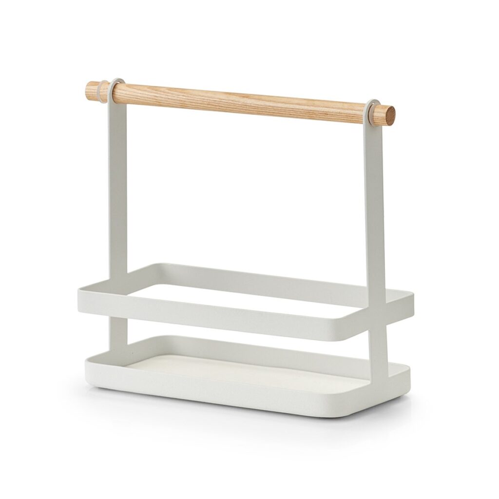 Tragekorb, Metall/Bambus, weiß