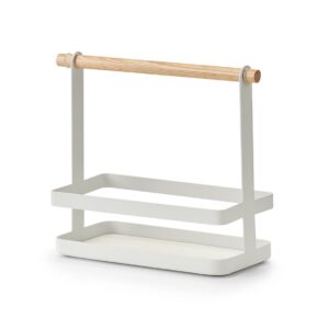 Tragekorb, Metall/Bambus, weiß