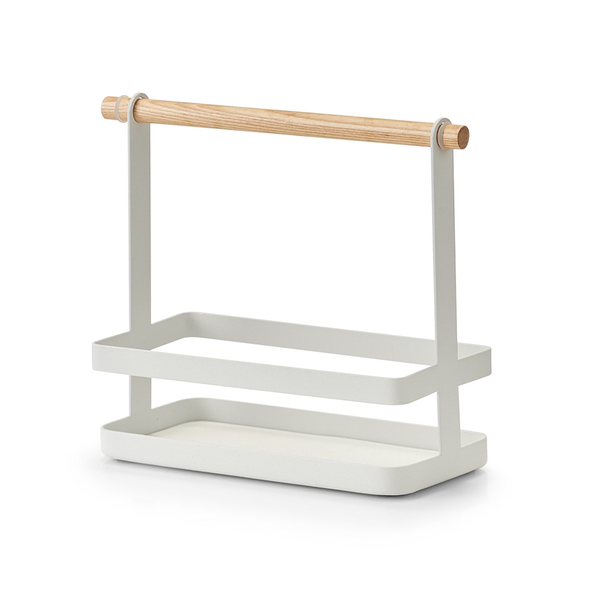 Tragekorb, Metall/Bambus, weiß