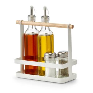 Tragekorb, Metall/Bambus, weiß