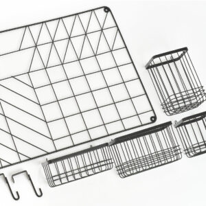 Wand-Organizer Set, 5-tlg., Metall, schwarz